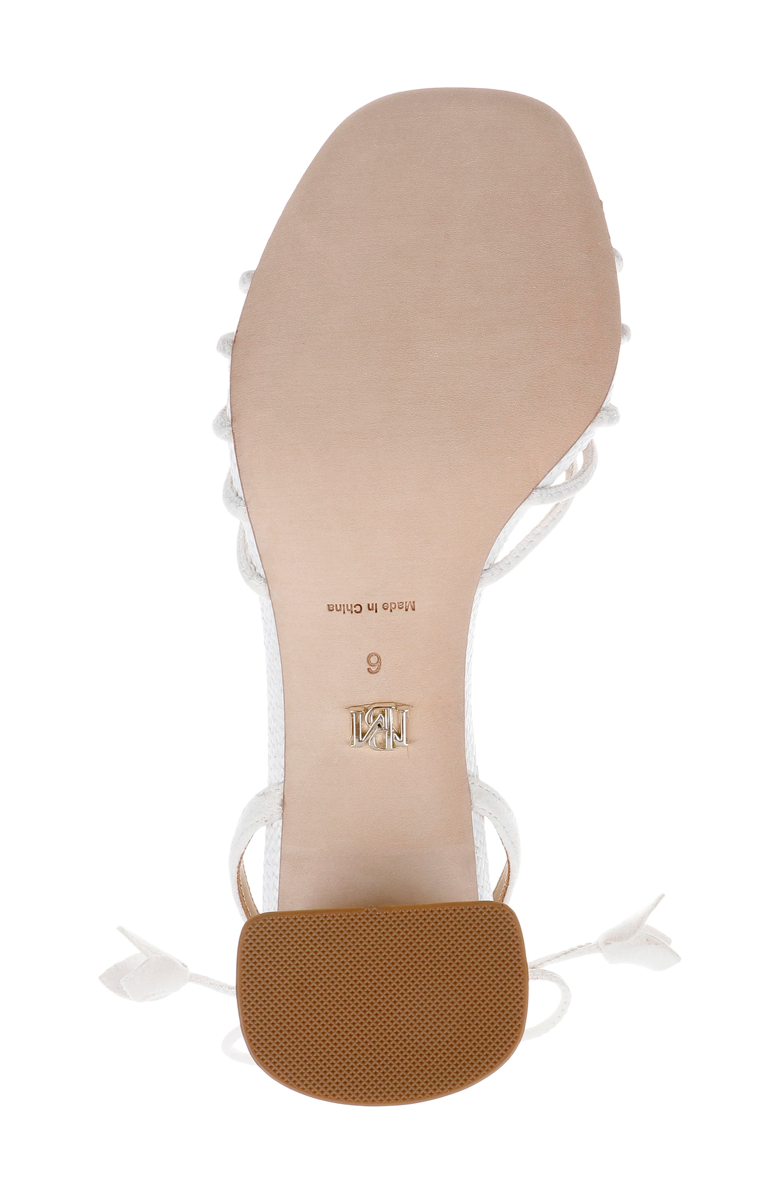 Badgley Mischka Collection Wallflower Ankle Wrap Sandal, Alternate, color, White Suede