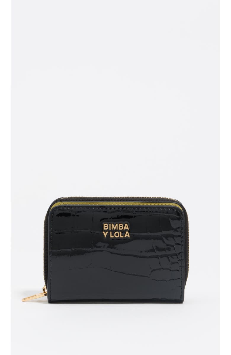 Bimba y Lola Shiny Textured Wallet, Main, color, Black