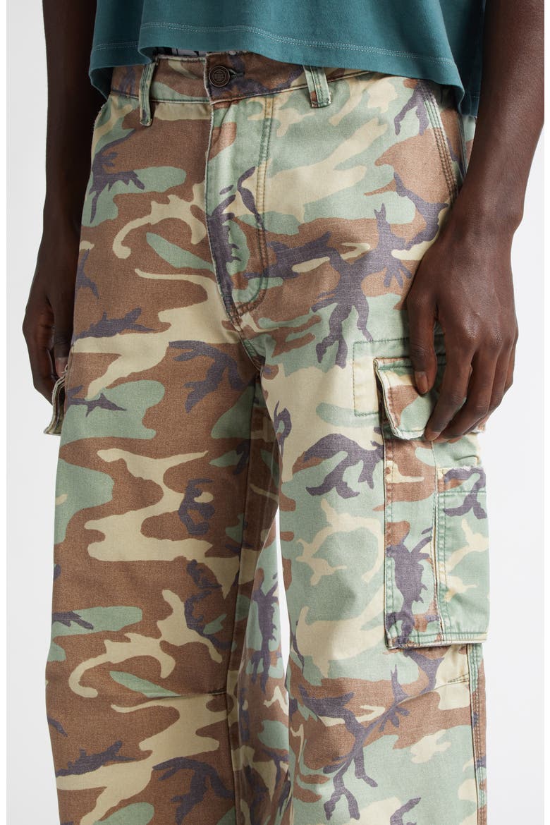 Gender Inclusive California Camo Distressed Cargo Pants, Alternate, color, GREEN CAMO