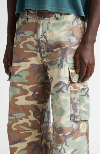 ERL Gender Inclusive California Camo Distressed Cargo Pants