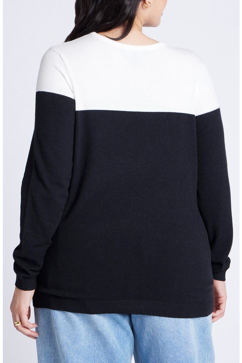 Sweetheart Colorblock Sweater, Alternate, color, WHITE AND BLACK