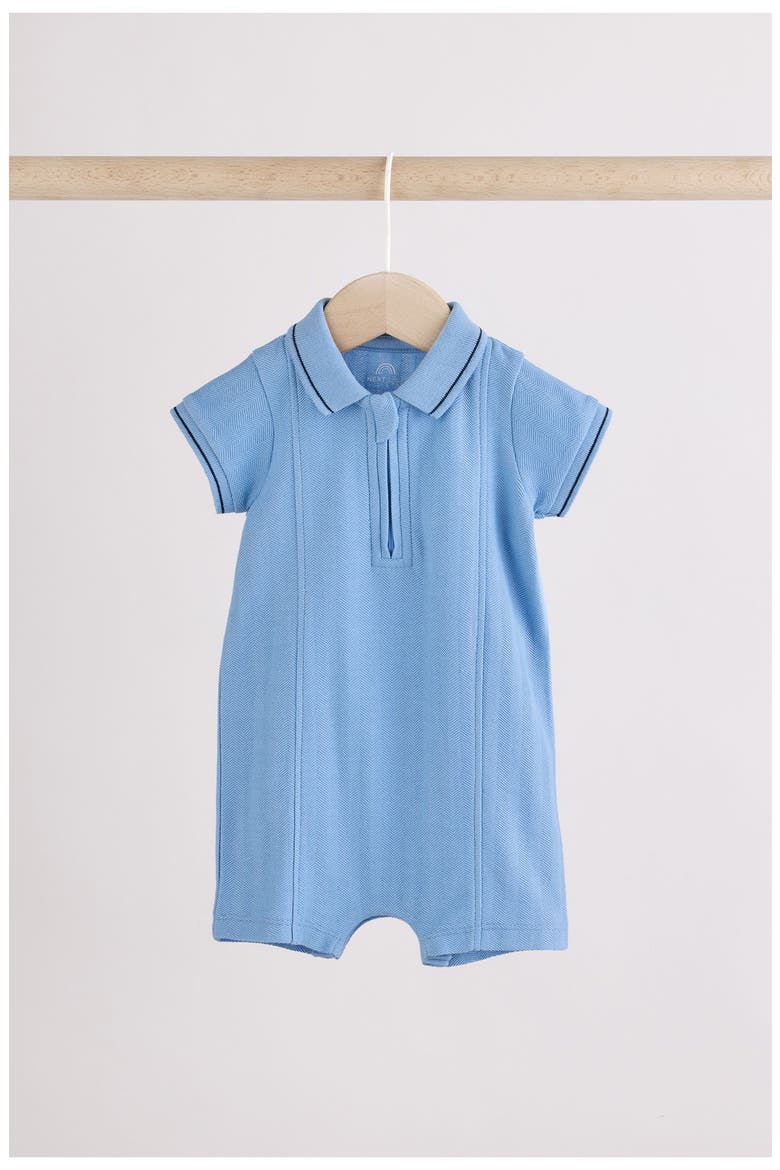 Set of 2 Assorted Zip Polo Rompers, Alternate, color, BLUE