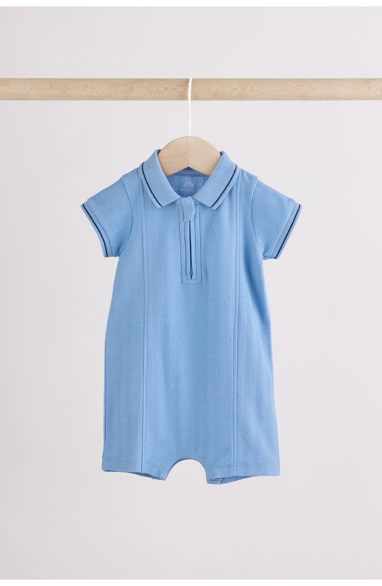 NEXT Set of 2 Assorted Zip Polo Rompers, Alternate, color, Blue