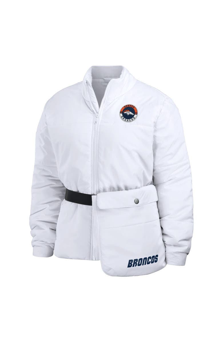 WEAR by Erin Andrews Women's WEAR by Erin Andrews  White Denver Broncos Packaway Full-Zip Puffer Jacket, Alternate, color, White