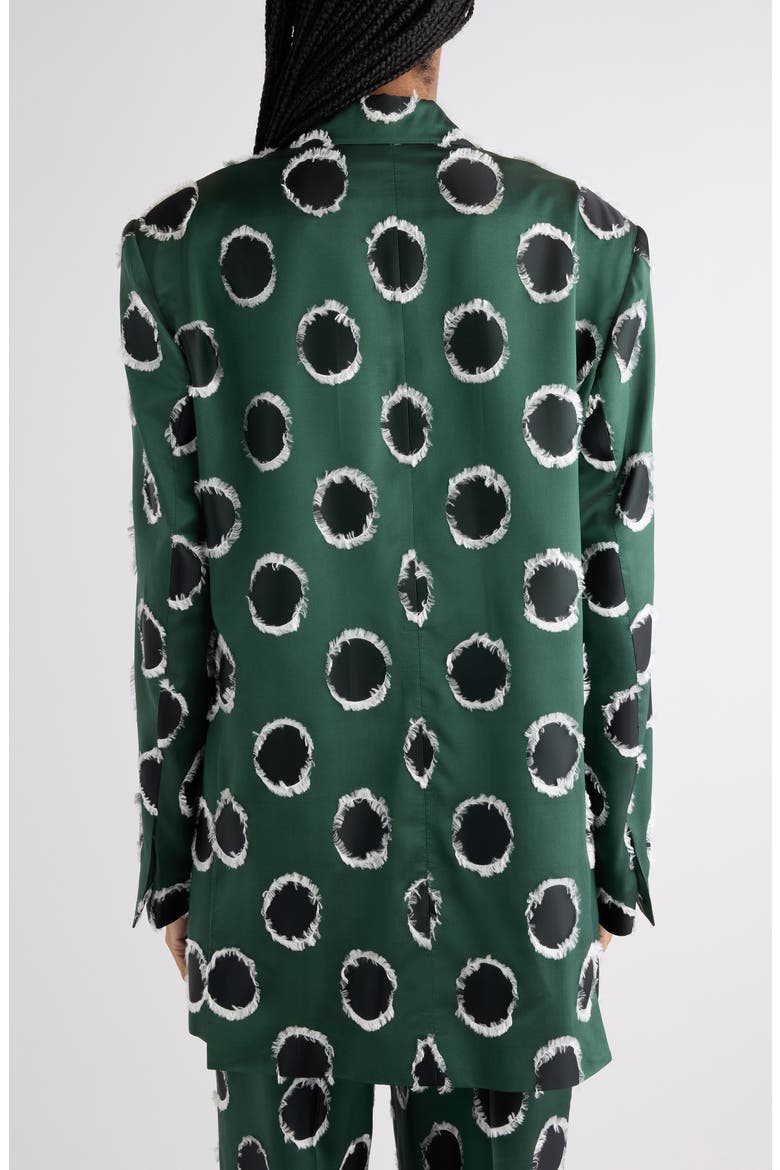 Basti Fil Coupé Polka Dot Oversize Double Breasted Satin Blazer, Alternate, color, DARK GREEN