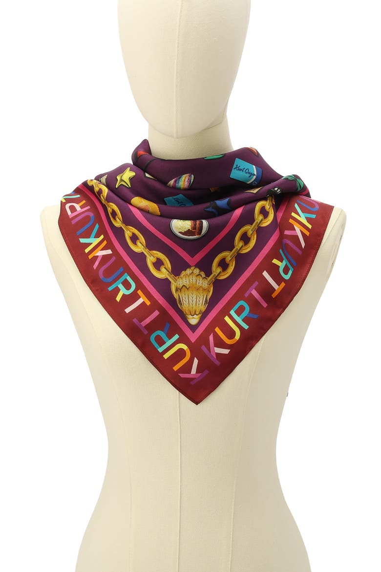 London Icons Print Silk Square Scarf, Alternate, color, CLASSIC RAINBOW