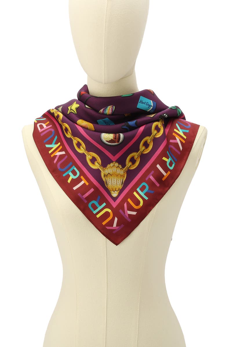 Kurt Geiger London London Icons Print Silk Square Scarf, Alternate, color, Classic Rainbow