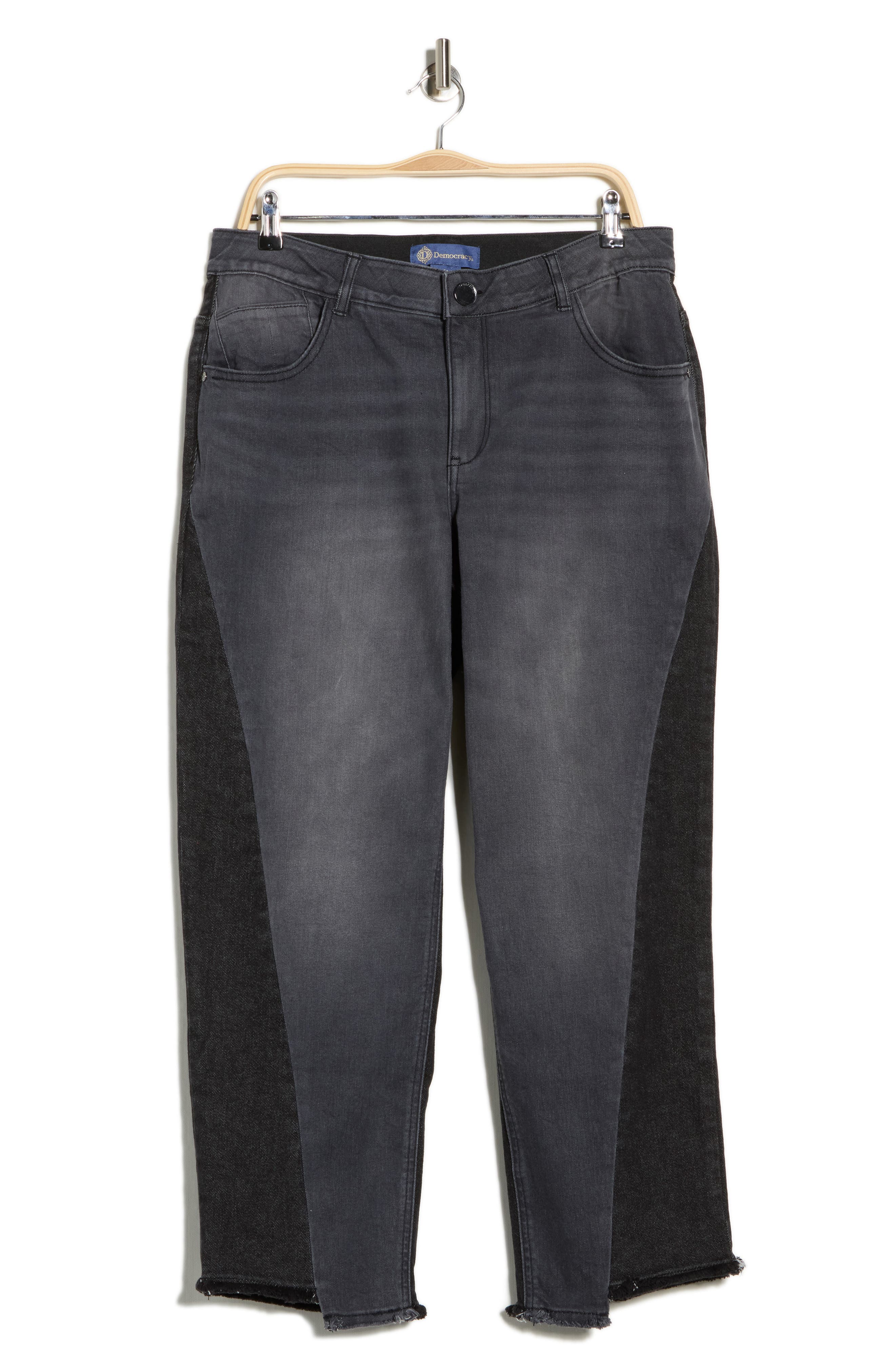 Democracy Frayed Step Hem High Waist Ankle Straight Leg Jeans