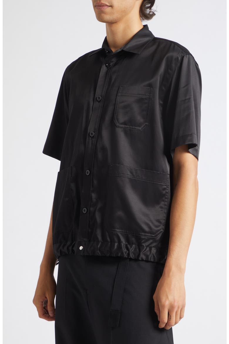 Twill Short Sleeve Shirt, Alternate, color, BLACK
