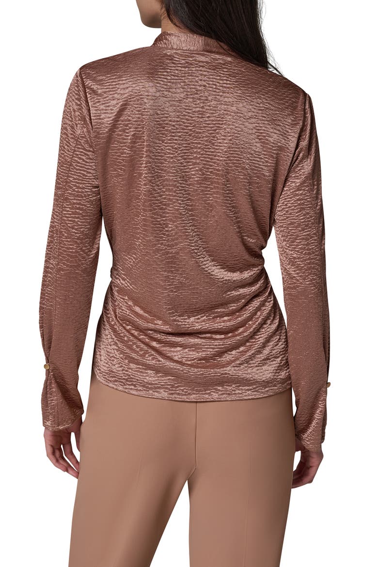Crinkle Tie Waist Satin Top, Alternate, color, CAMEL