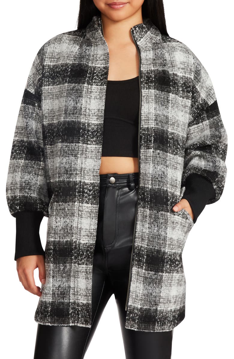 Steve Madden Plaid Times Longline Jacket, Main, color, 