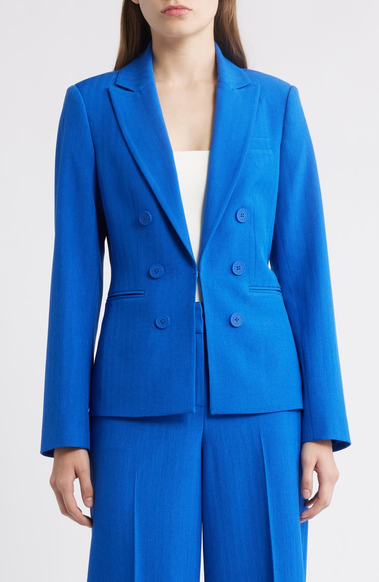 Tahari ASL Faux Double Breasted Jacket, Alternate, color, New Royal