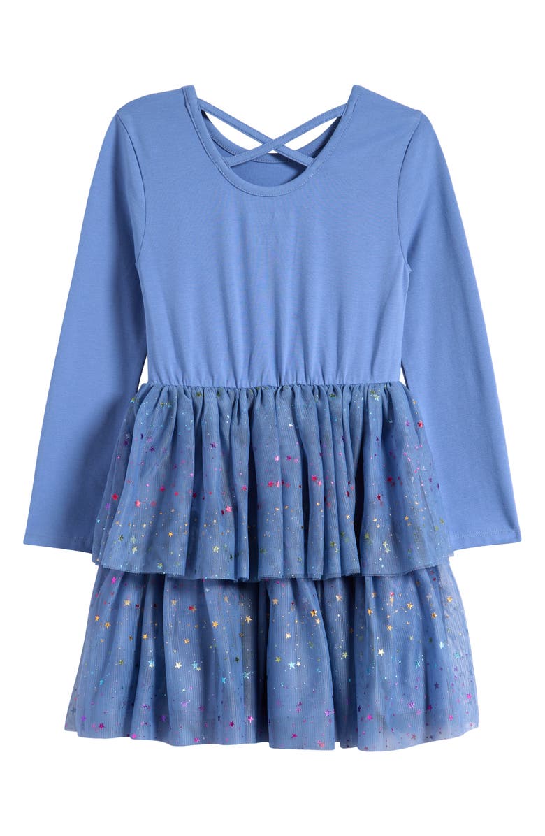 Tucker + Tate Kids' Sparkle Long Sleeve Tutu Dress, Alternate, color, Blue Colony