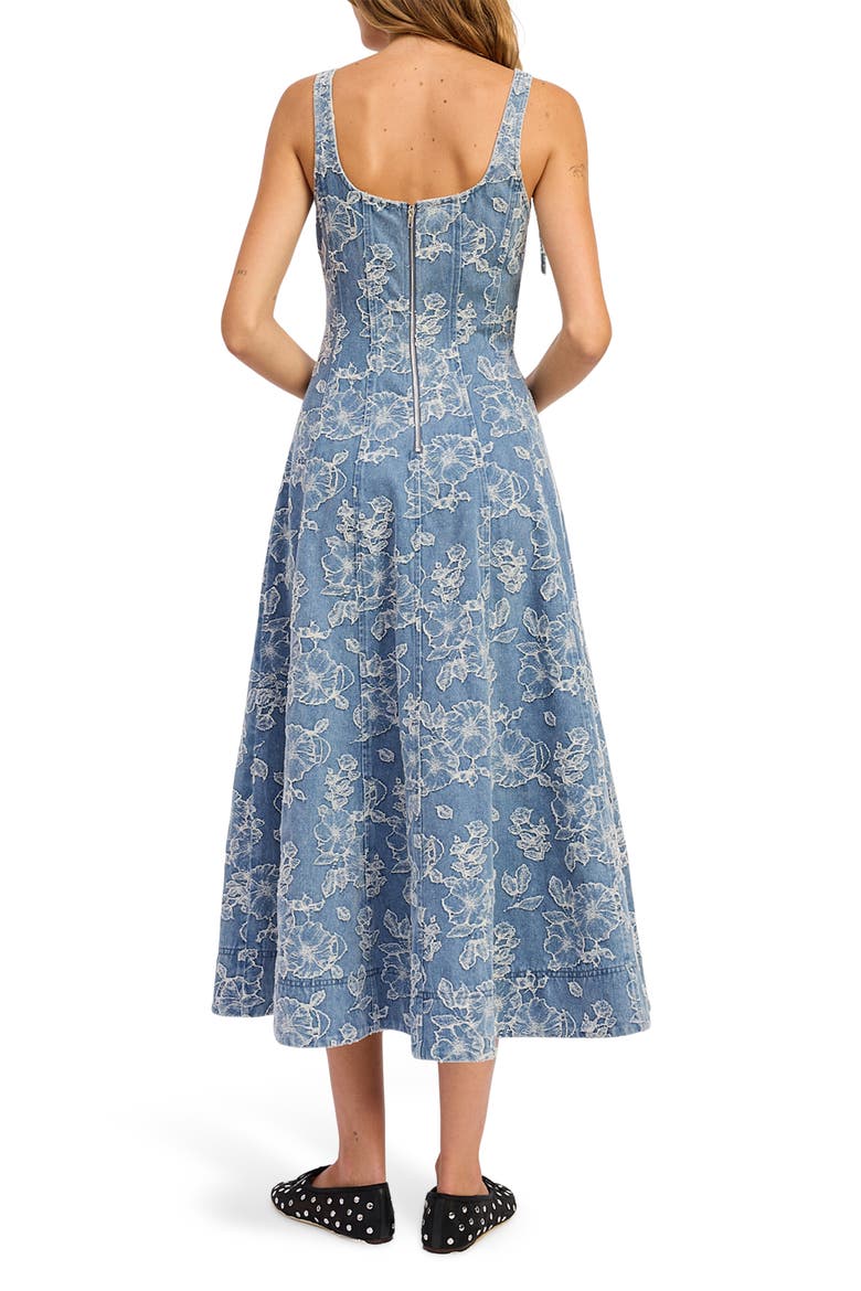 Opal Embroidered Floral Denim Midi Dress, Alternate, color, MEDIUM WASH DENIM
