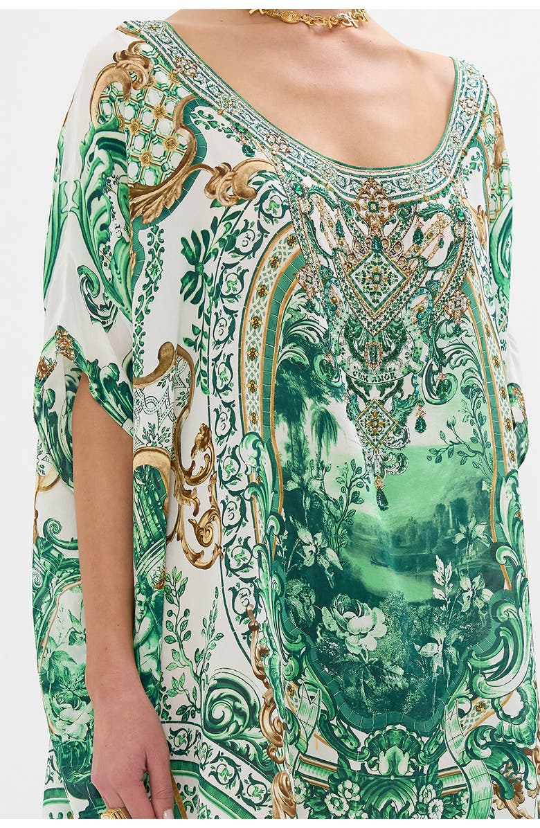 Camilla Short Round Neck Kaftan Corridor Of Calm, Alternate, color, 