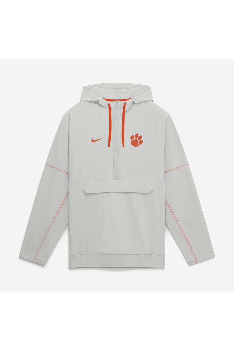 Men's Nike Gray Clemson Tigers 2026 Sideline Anorak Half-Zip Hooded Jacket, Main, color, Gray