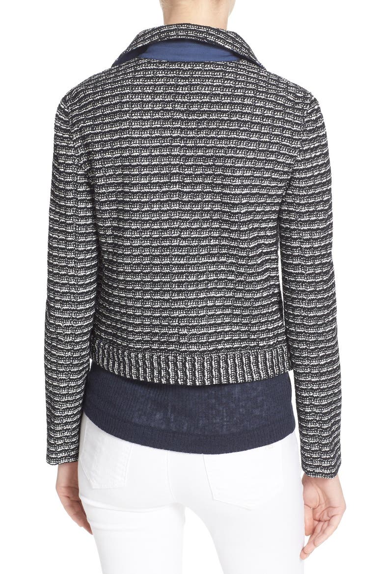 Knit Moto Jacket, Alternate, color, BLACK RAFFIA/ STRIPE TWEED