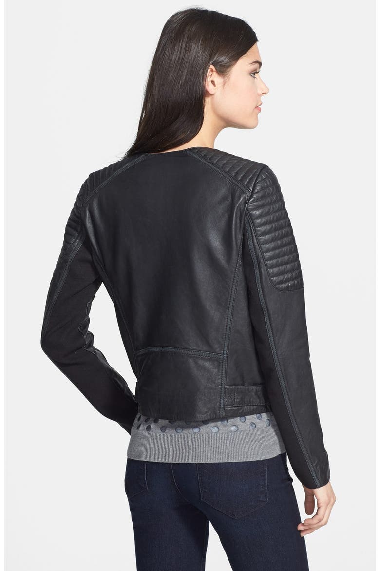 Treasure&Bond Quilted Leather Moto Jacket, Alternate, color, BLACK
