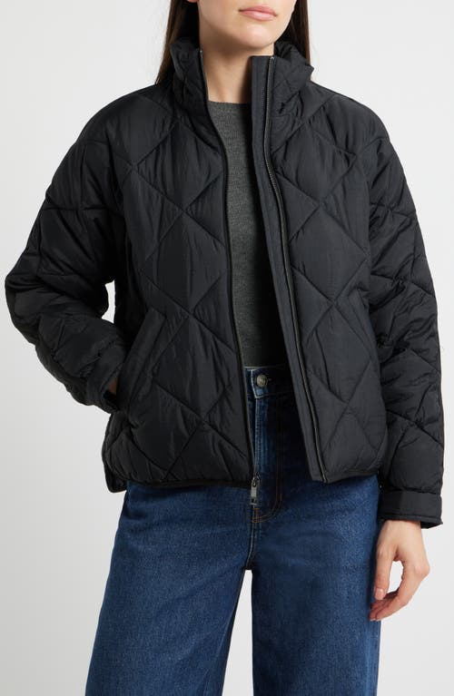 bcbg Crop Diamond Quilted Jacket in Black at Nordstrom, Size Large