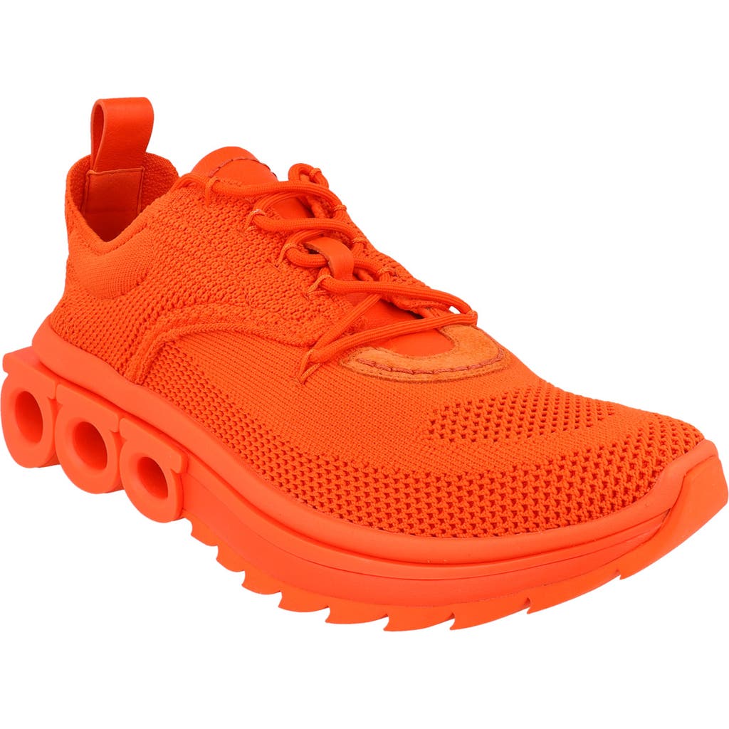 Ferragamo Nima Knit Sneakers In Orange
