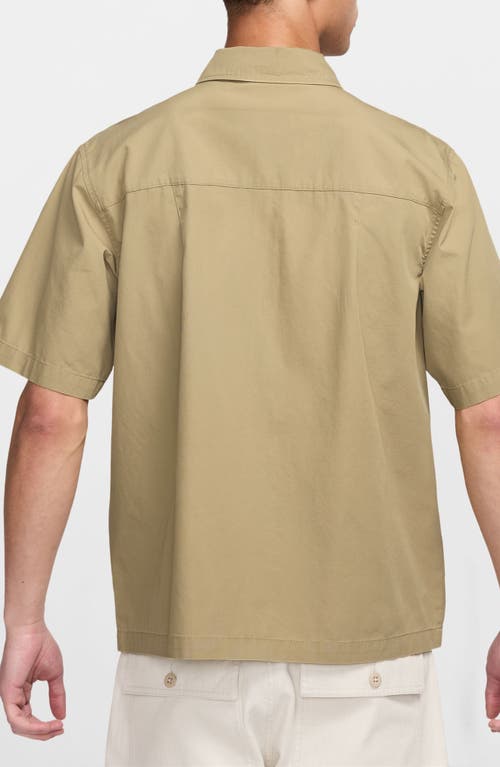 Nike Club Oversize Short Sleeve Cotton Poplin Button-up Shirt In Parachute Beige