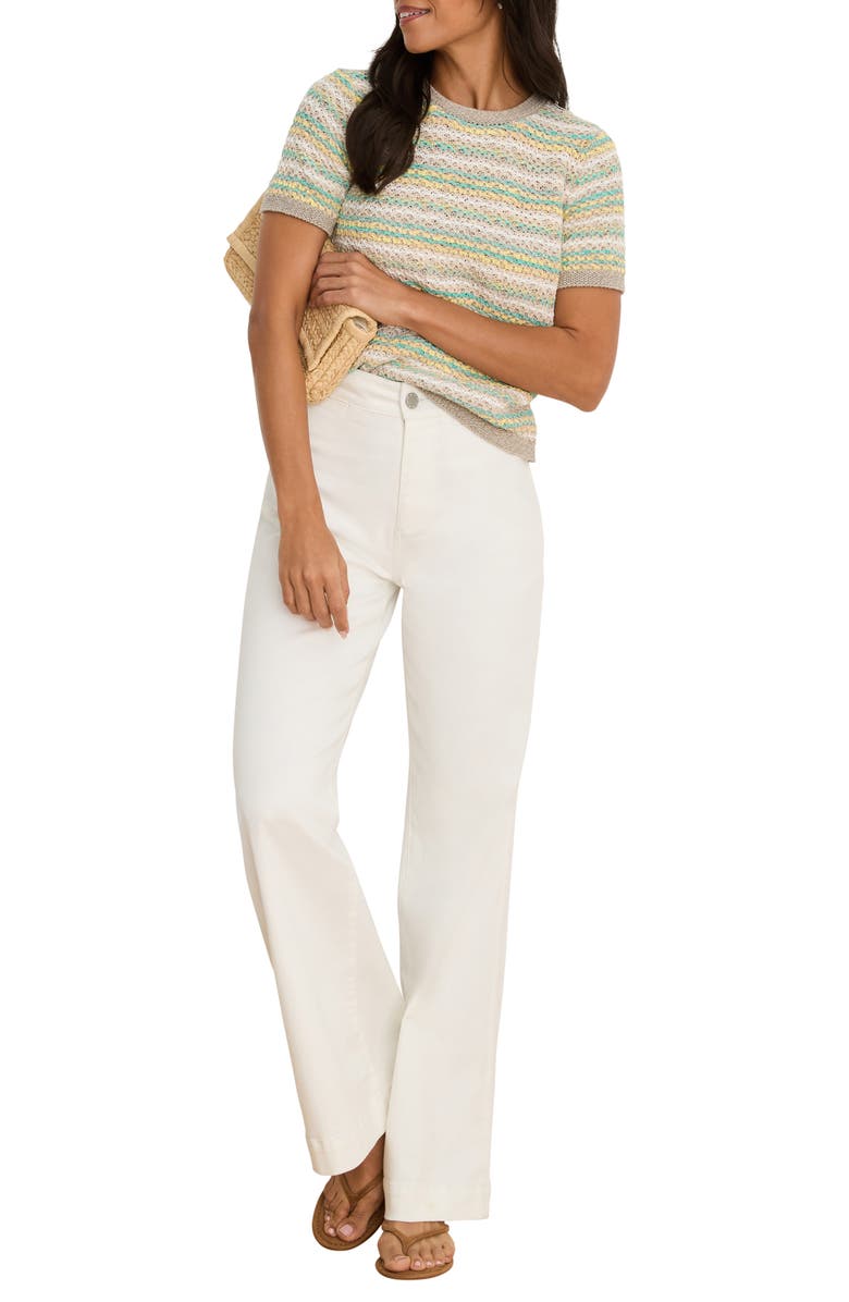 NIC+ZOE Stripe Knit Cotton Blend Sweater, Alternate, color, Aqua Multi