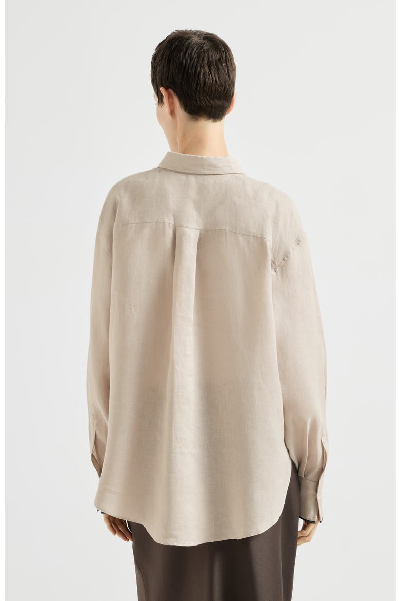Linen shirt with monili, Alternate, color, Beige