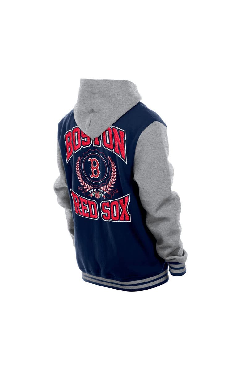 New Era Men's New Era Navy Boston Red Sox Throwback Prep Full-Snap Hoodie Jacket, Alternate, color, 