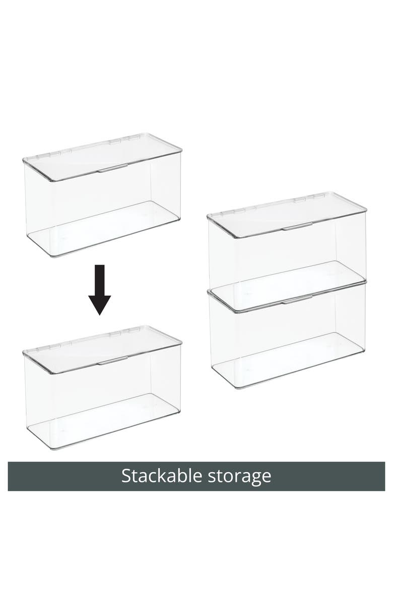 mDesign Plastic Playroom/Gaming Organizer Bin Box with Hinged Lid, 8 Pack, Clear, Alternate, color, Clear