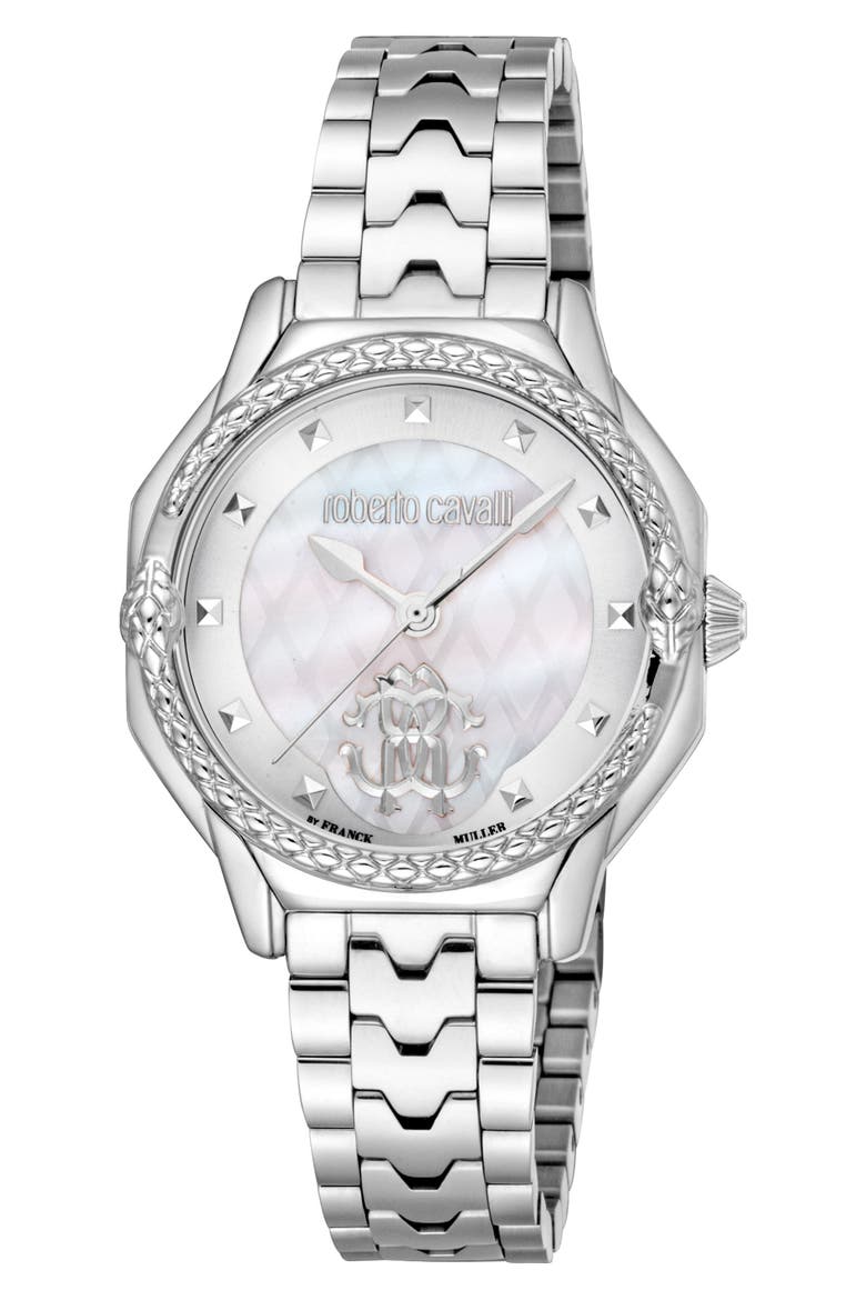 Mother-of-Pearl Bracelet Watch, 32mm, Main, color, SILVER
