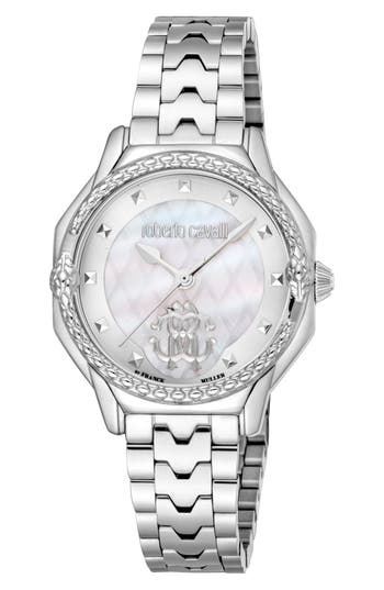 Roberto Cavalli By Franck Muller Mother-of-pearl Bracelet Watch, 32mm In Silver