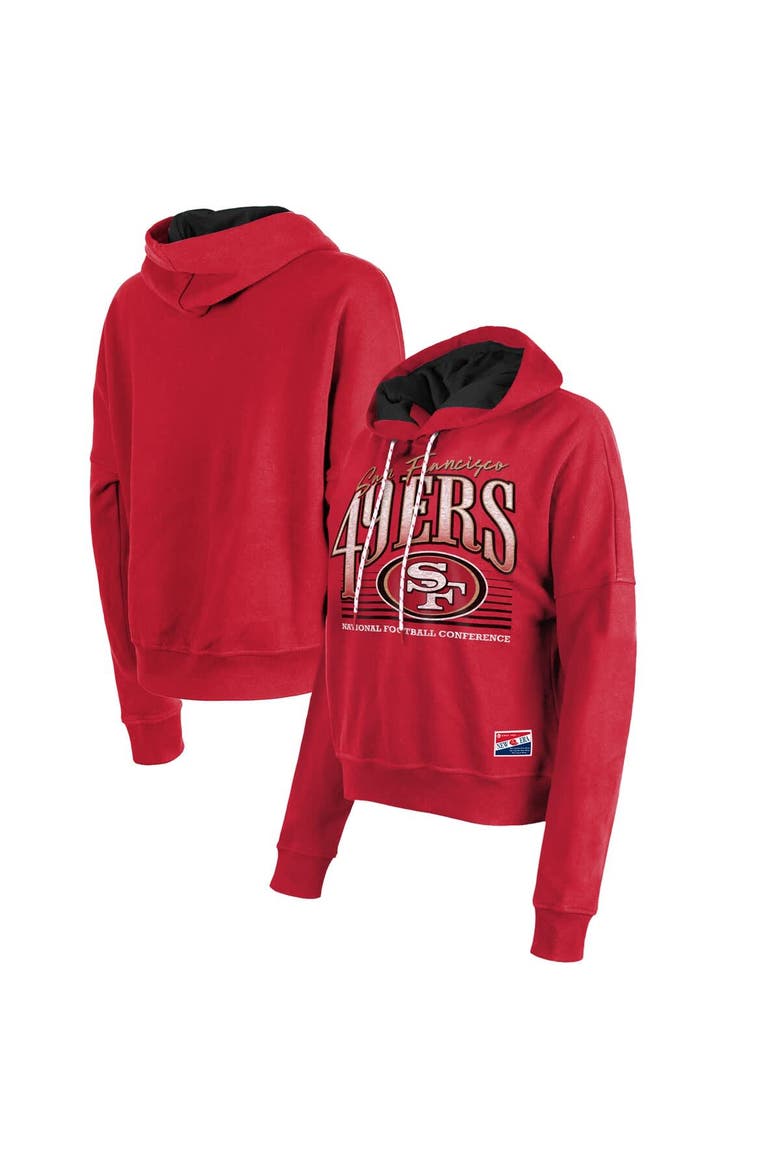 Women's New Era Scarlet San Francisco 49ers Boxy Pullover Hoodie, Main, color, Scarlet