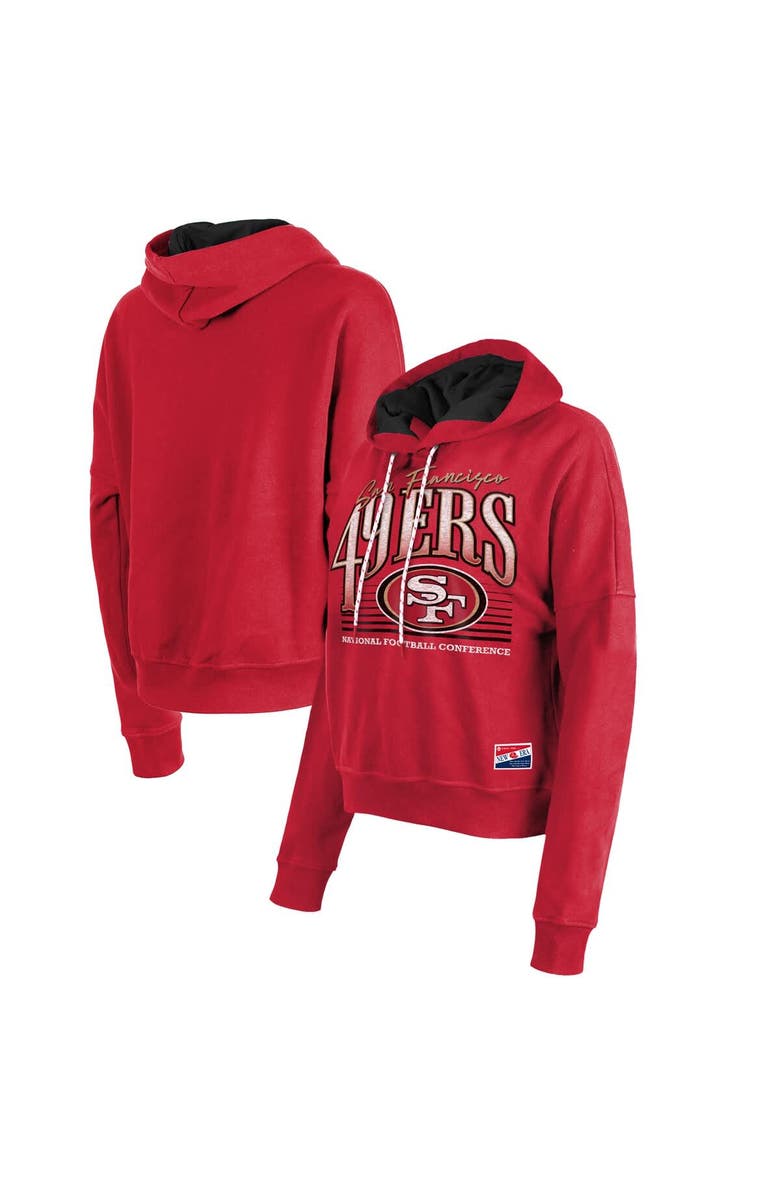 New Era Women's New Era Scarlet San Francisco 49ers Boxy Pullover Hoodie, Main, color, Scarlet