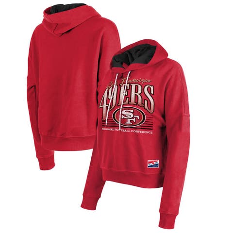 Women's New Era Scarlet San Francisco 49ers Boxy Pullover Hoodie