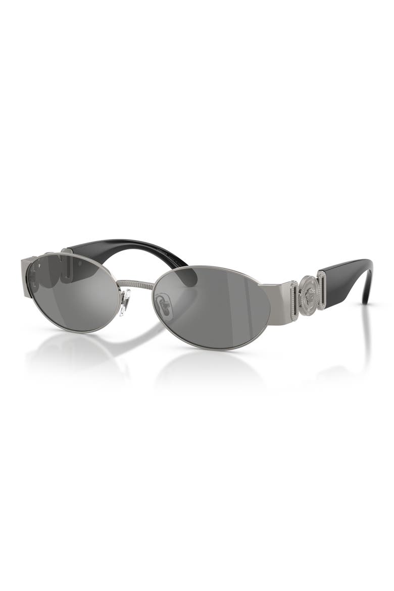 56mm Oval Sunglasses, Alternate, color, GUNMETAL / GREY MIRROR SILVER