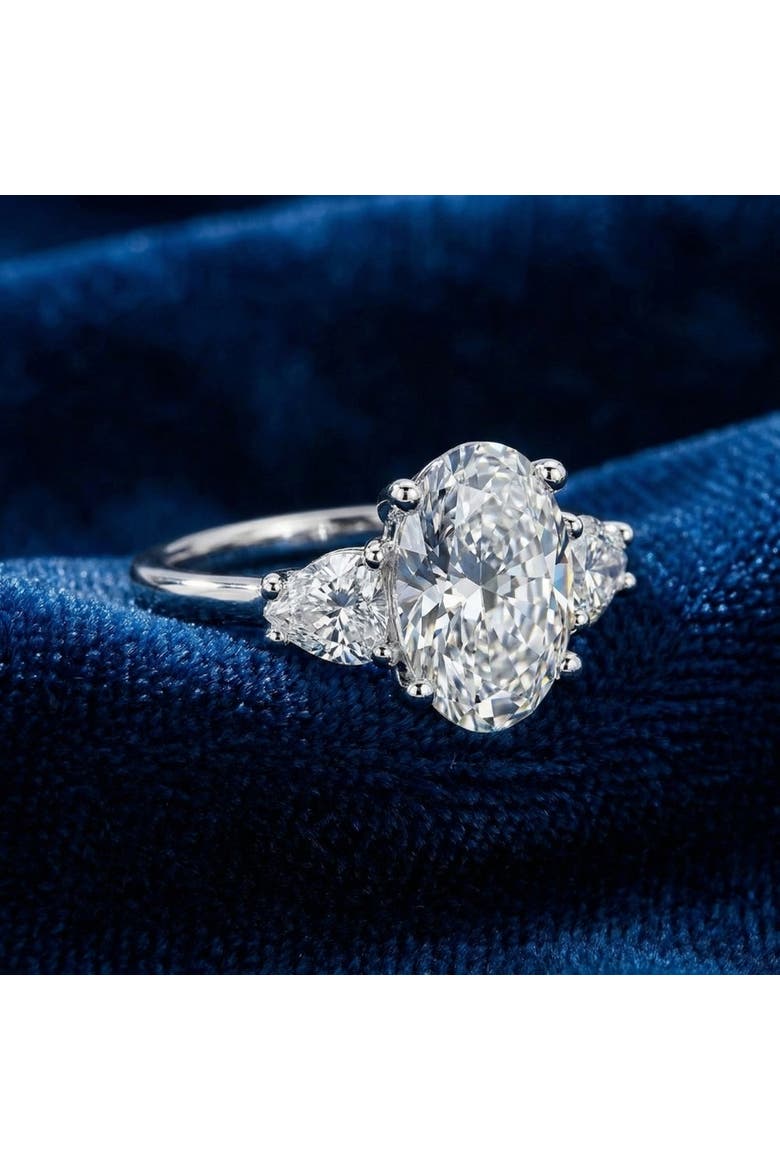 Certified 2 3/4Ct Oval & Heart Shape Diamond Engagement Ring Lab Grown 14k Gold, Alternate, color, 14k White Gold
