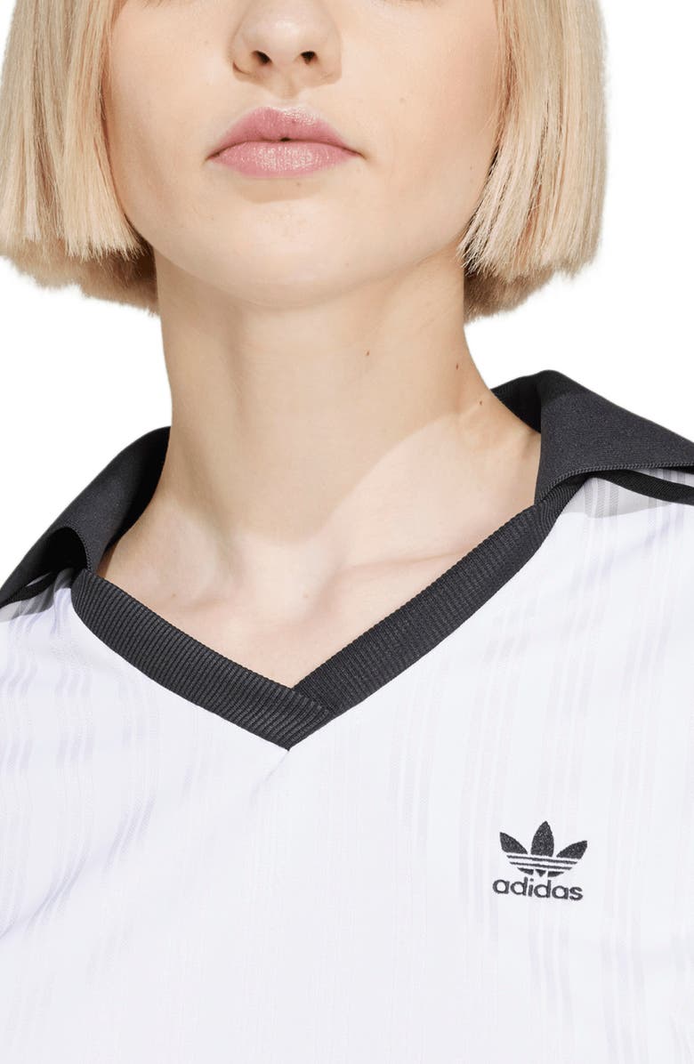 adidas Originals Adicolor Jacquard Crop Soccer Polo, Alternate, color, White