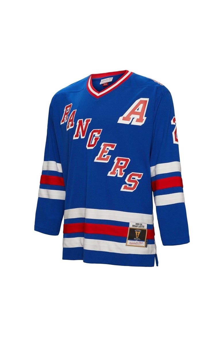 Men's Mitchell & Ness Brian Leetch Blue New York Rangers Alternate Captain Patch 1993/94 Blue Line Player Jersey, Alternate, color, Blue