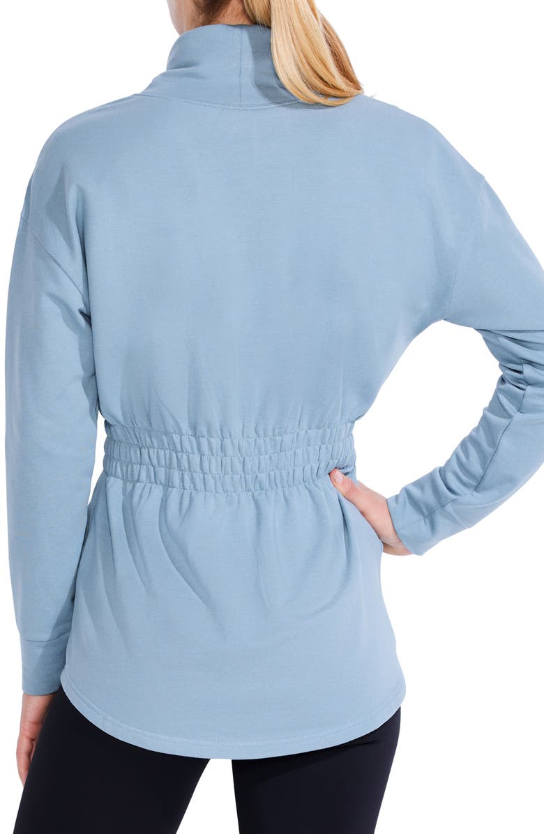 NZ ACTIVE by NIC+ZOE Smocked Brushed Turtleneck Top, Alternate, color, Mountain Air