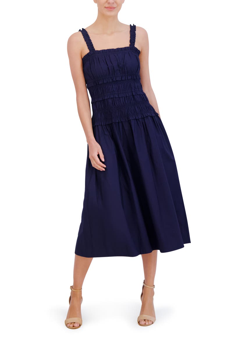 Cotton Midi Sundress, Alternate, color, NAVY