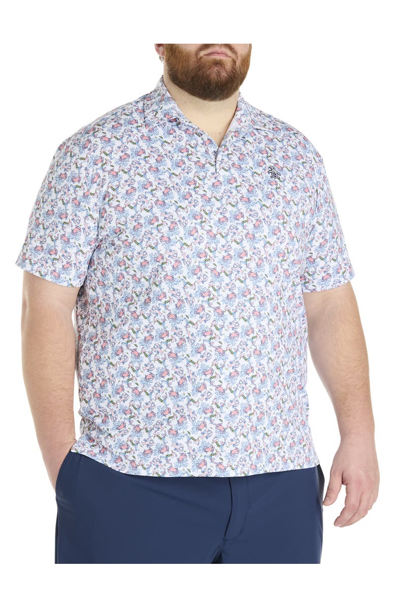 Original Penguin Big & Tall Pete In The Ocean Caddy Polo Shirt, Main, color, Bright White