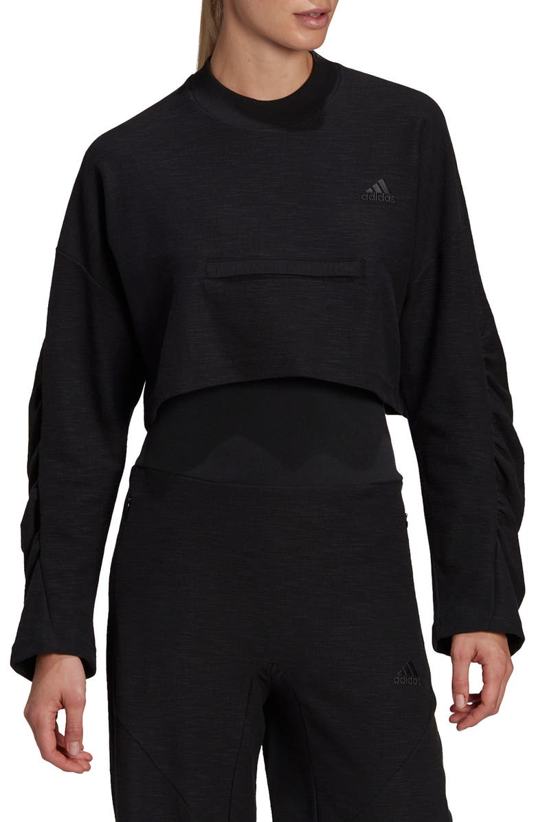 adidas Yoga Crop Crewneck Sweatshirt, Main, color,