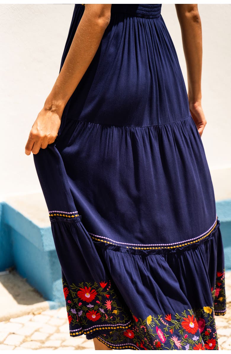 Change of Scenery Lizzie Embroidered Tiered Midi Dress, Alternate, color, Gardenia Embroidery