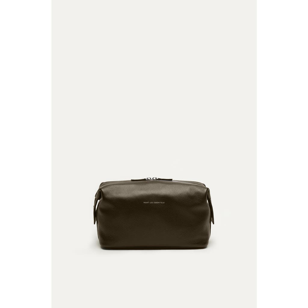 Want Les Essentiels De La Vie Want Les Essentiels Kenyatta Pebble Grained Leather Toiletry Bag In Dark Brown