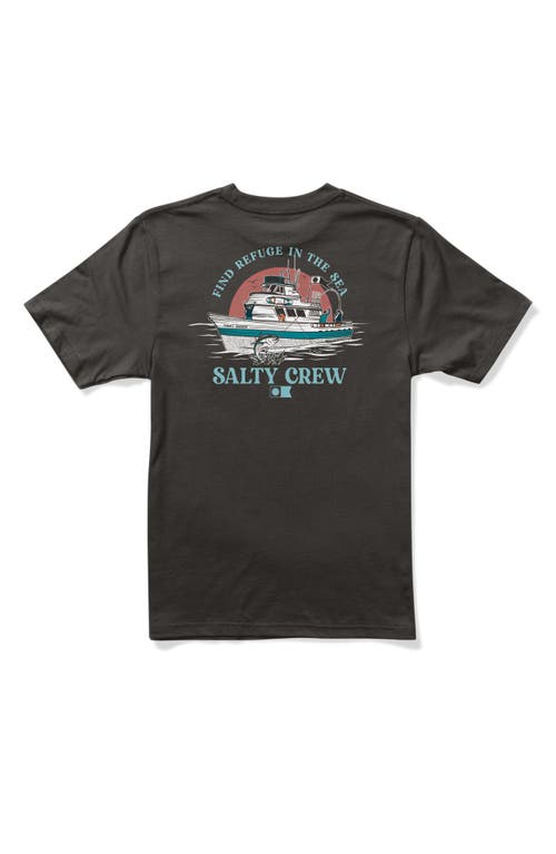 Salty Crew Kids' Day Charter Cotton Graphic T-shirt In Black