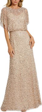 【Mac Duggal】Floral Beaded Mesh Shawl Mini Dress 関税送料込 Mac Duggal 3D Floral Embellished Beaded Mesh V-Neck Flutter