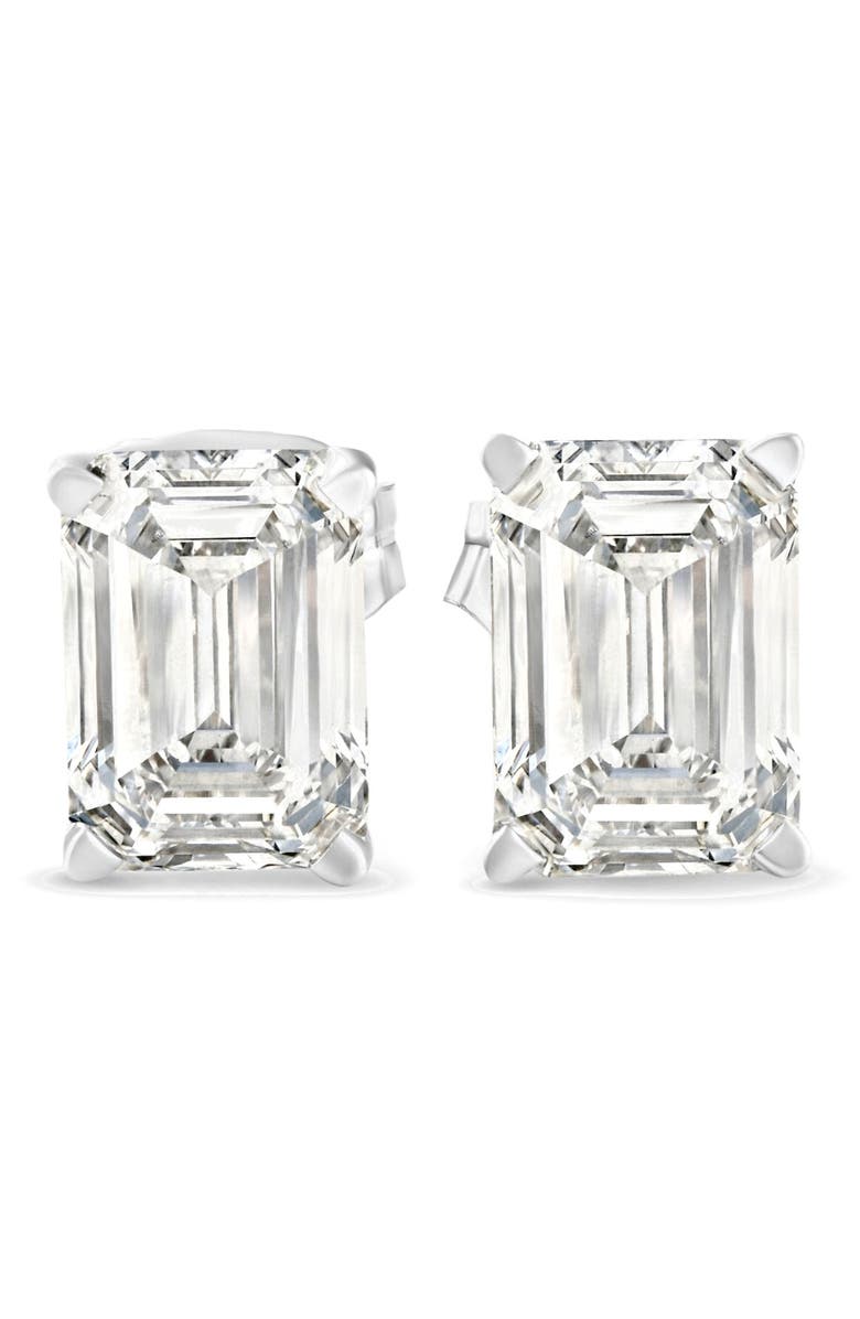 Bliss Diamond 2Ct TW Emerald Cut Diamond Studs 14k Gold Earrings Lab Grown, Main, color, 14K White Gold
