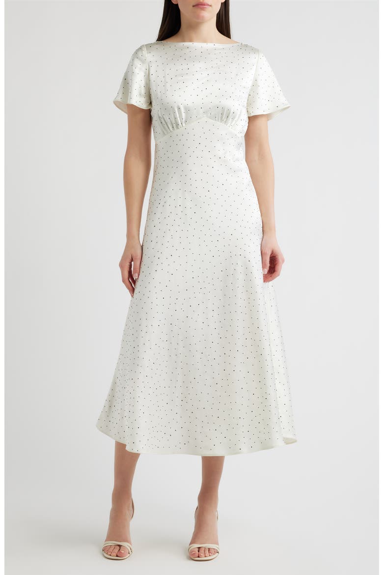 Anastasia Dot Midi Dress, Main, color, IVORY