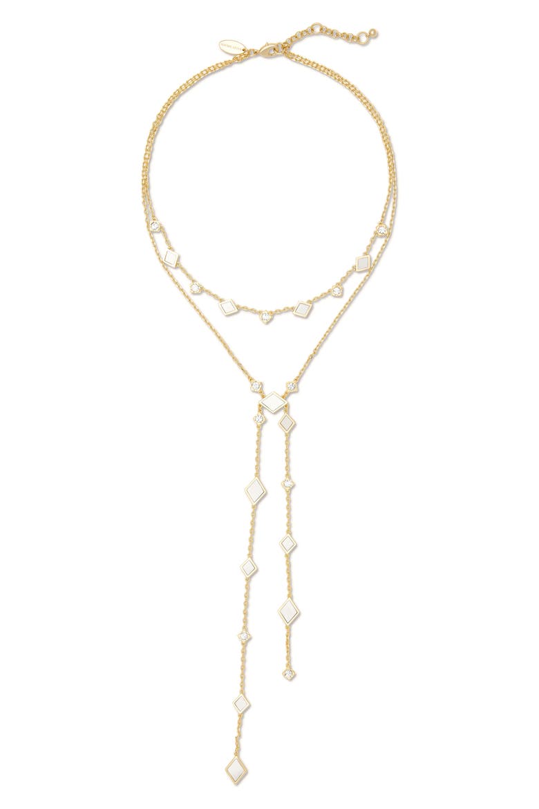 Nila Stone Layered Lariat Necklace, Main, color, CLEAR/ TWO TONE