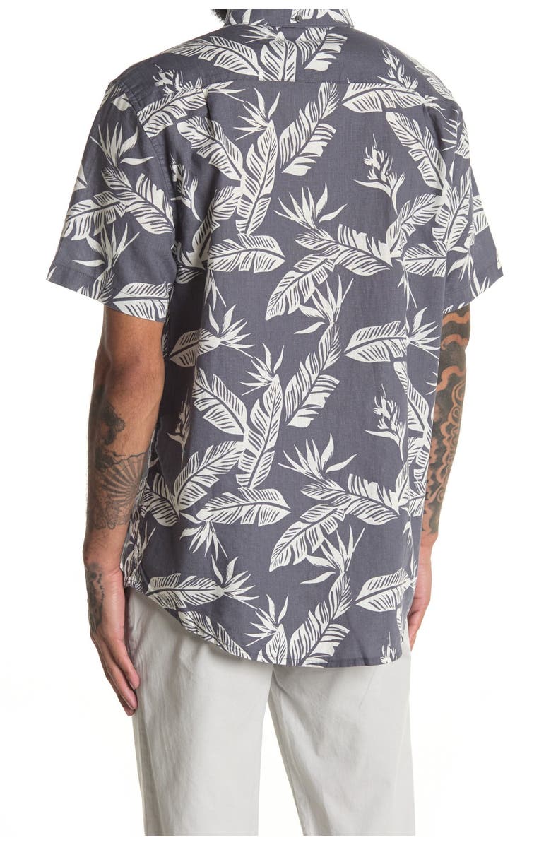 Onia Jack Linen Blend Palm Print Slim Fit Shirt, Alternate, color,